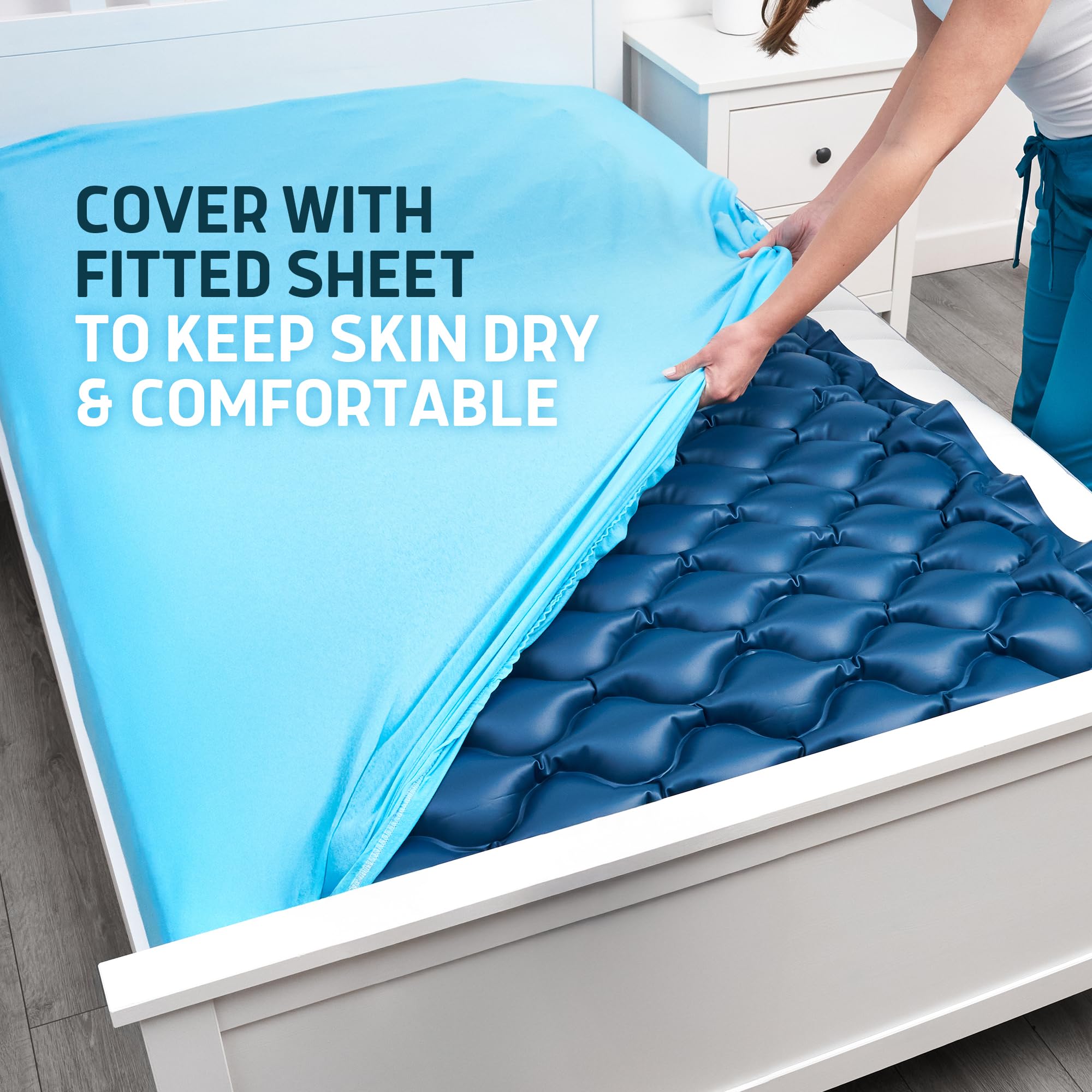 Alternating Air Pressure Mattress Pad with Static Mode & Flocking Add-on - Comfortable Bed Sore Prevention