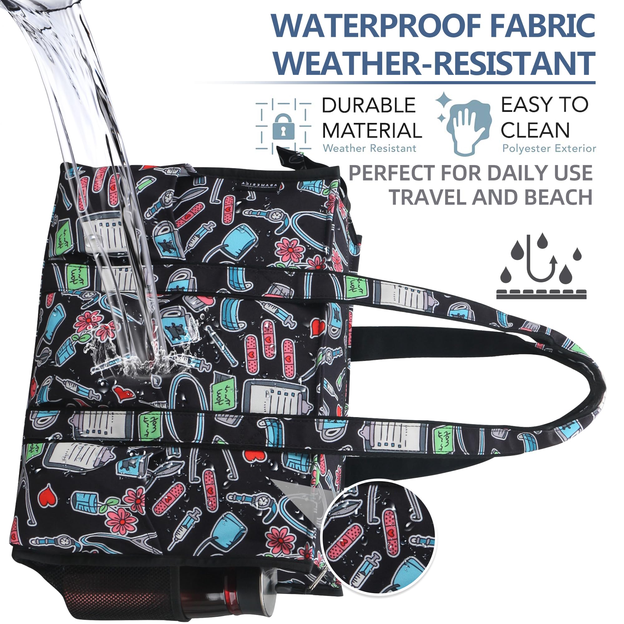 Nurse Bags for Work Nursing Bag Multiple Pockets Waterproof Organizing Zip Top Clinical Bag