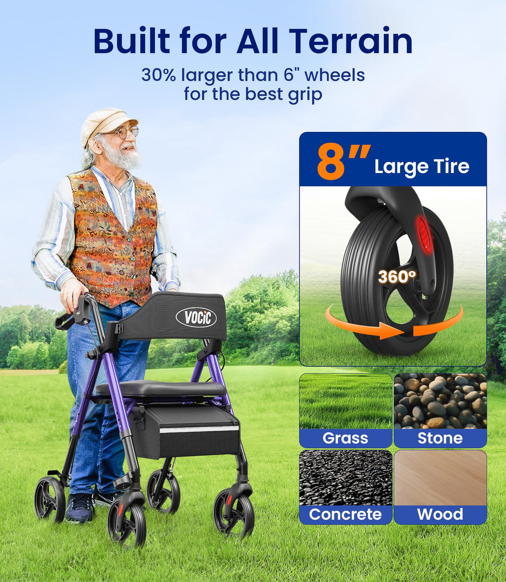 Walkers for Seniors, Z21 Rollator Walker with Seat Supports 350lb