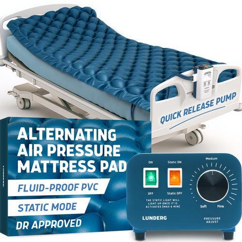 Alternating Air Pressure Mattress Pad with Static Mode & Flocking Add-on - Comfortable Bed Sore Prevention