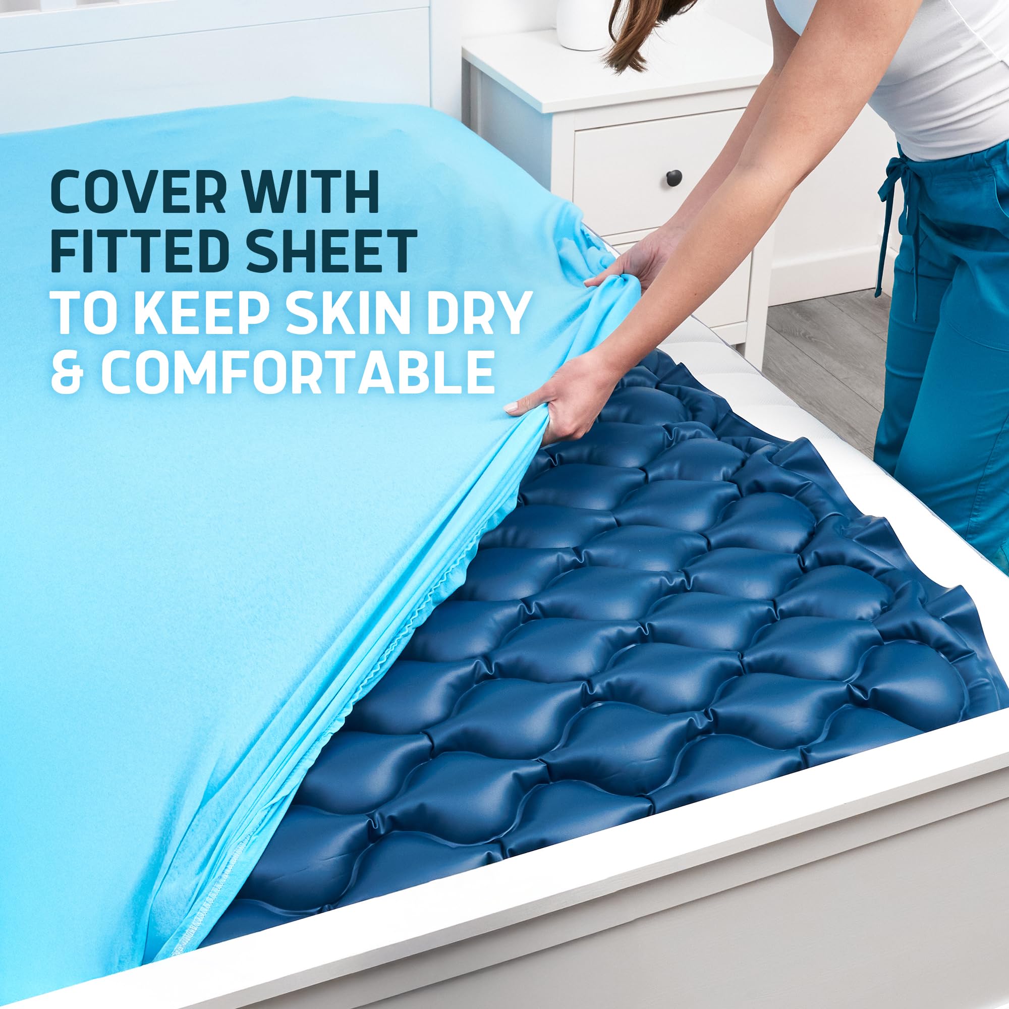 Alternating Air Pressure Mattress Pad with Static Mode & Flocking Add-on - Comfortable Bed Sore Prevention