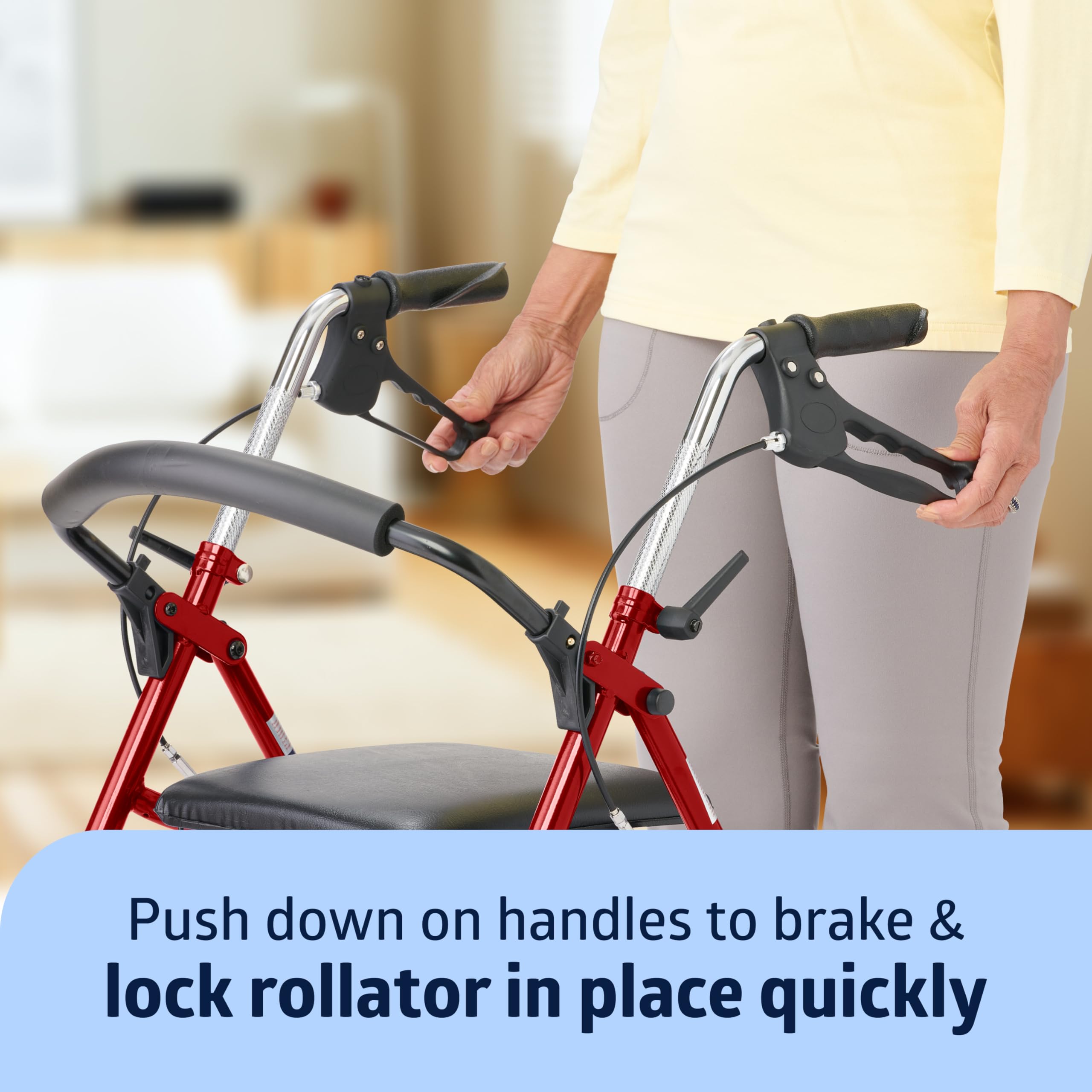 Steel Rollator Walker with 8 Inch Wheels, Folding Rolling Walker