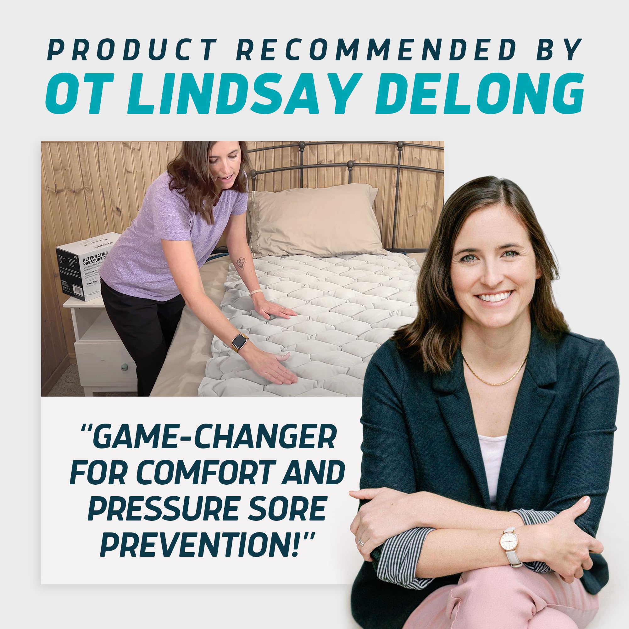 Alternating Air Pressure Mattress Pad with Static Mode & Flocking Add-on - Comfortable Bed Sore Prevention