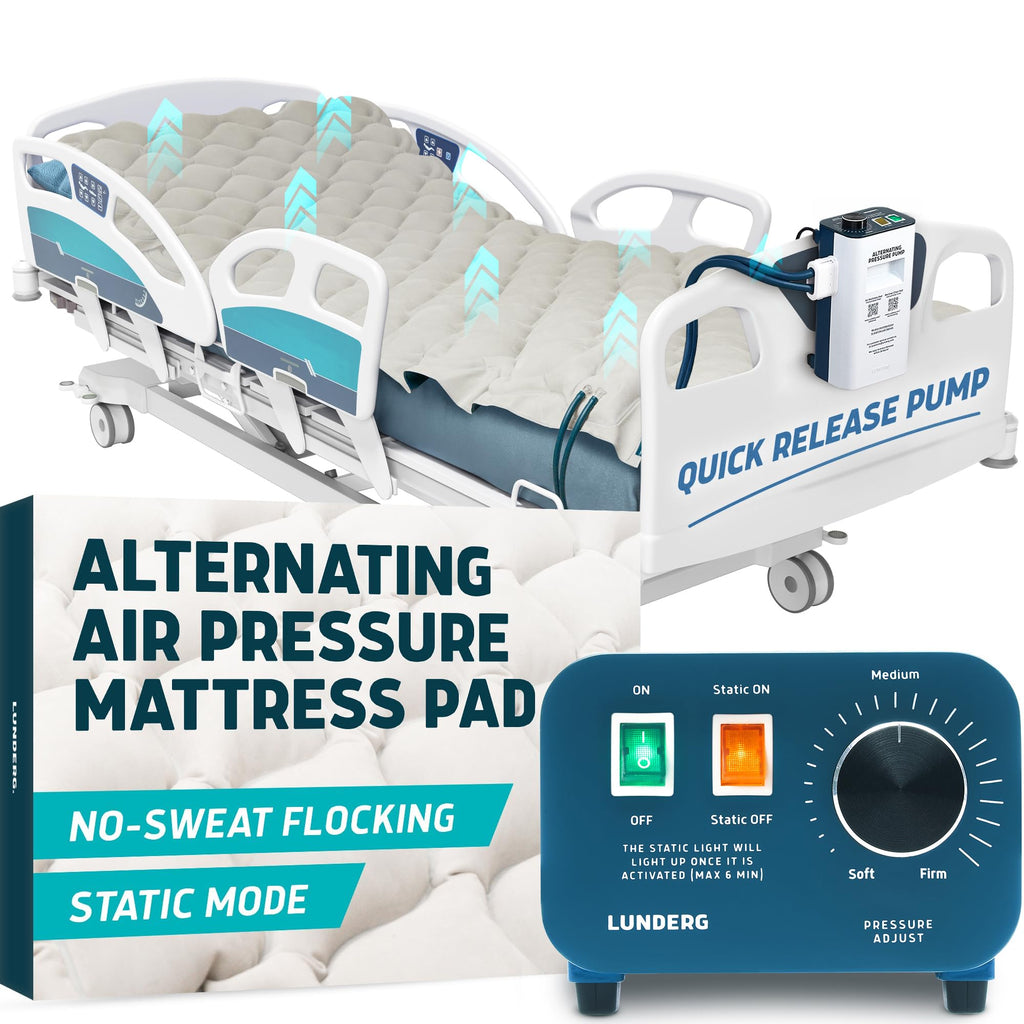 Alternating Air Pressure Mattress Pad with Static Mode & Flocking Add-on - Comfortable Bed Sore Prevention