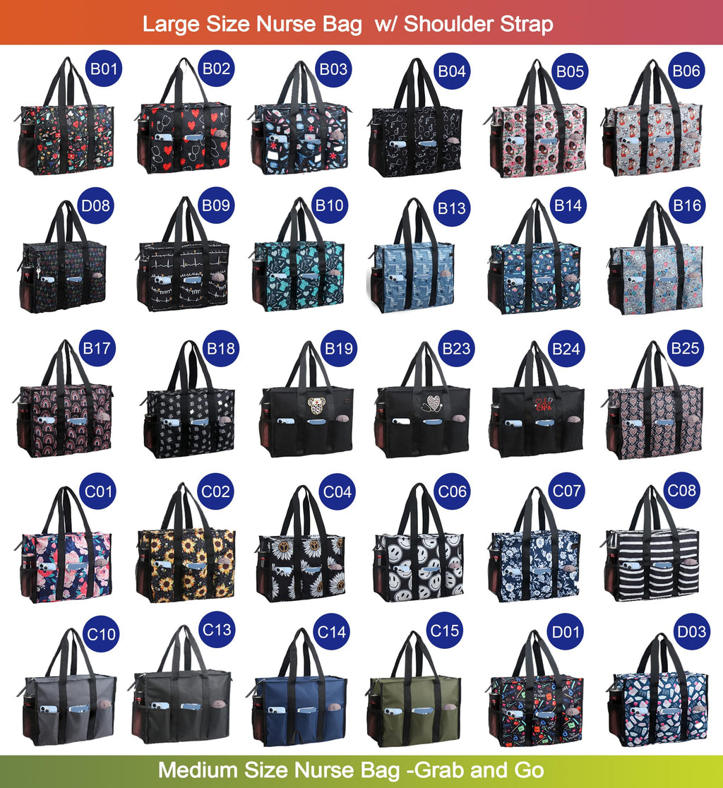 Nurse Bags for Work Nursing Bag Multiple Pockets Waterproof Organizing Zip Top Clinical Bag